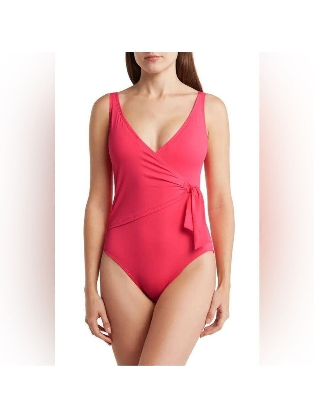 Tommy Bahama tie front wrap one piece swimsuit - coral coast - nwt - size 8